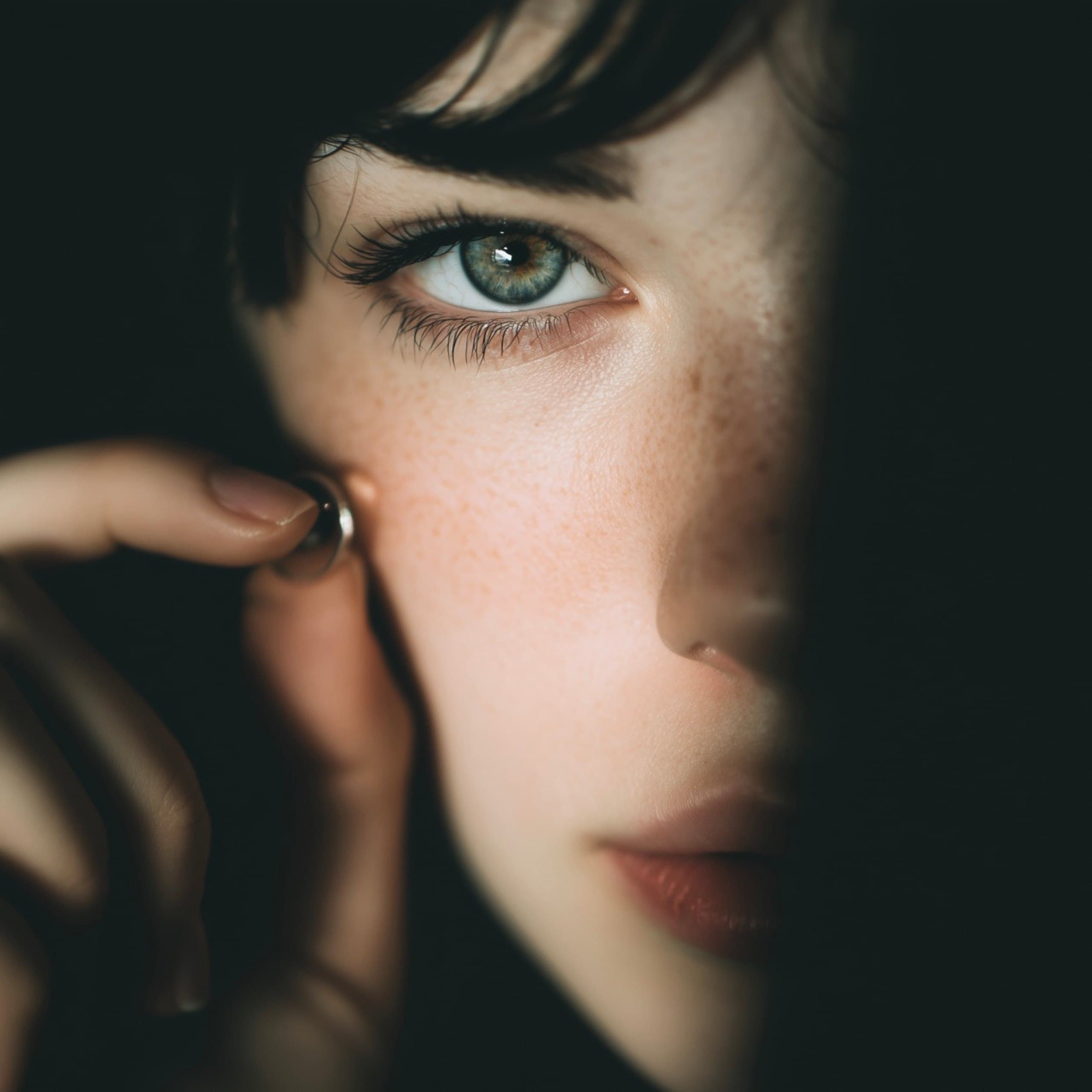 Person mit klarer Sicht ohne Brille